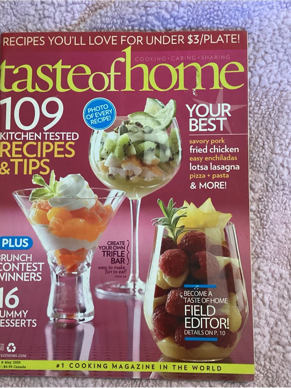 Taste of Home Spring 2009 Magazine Cooking Tips & Recipes